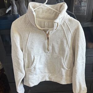 Women's Light Gray Half-Zip scuba Sweatshirt
